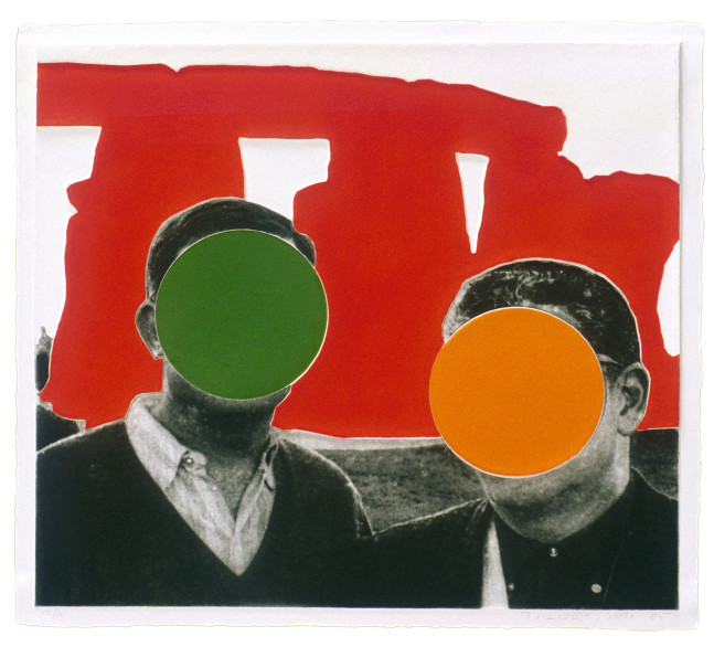 John Baldessari
Stonehenge (with Two Persons),&amp;nbsp;2005
Mixografia print on handmade paper
29 x 32 in. (73.7 x 81.3 cm)
Edition 32 of 60
​Private collection