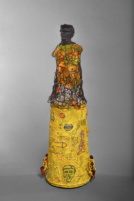 Untitled (Yellow), 2020
Hand-blown Murano glass, beads, thread, plastic dice, metal and wood armature
29 3/4 x 10 1/2 x 8 1/2 in. (75.6 x 26.7 cm)
Private Collection