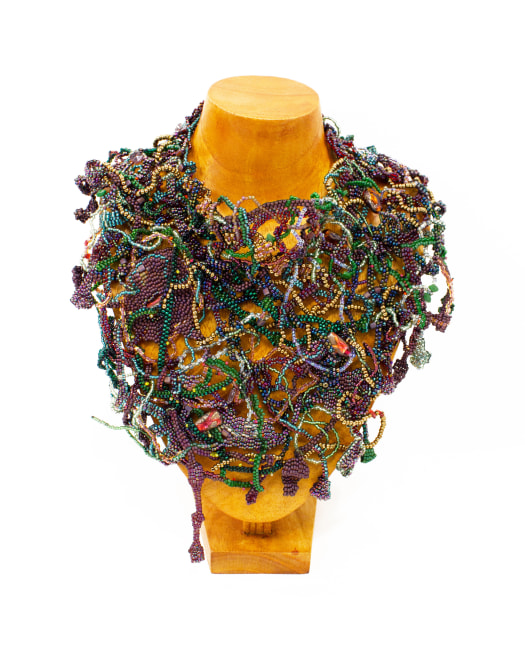 Untitled (Beaded Necklace), circa 1990's 
Glass beads, thread
12 x 9 x 1/4 in. (30.5 x 22.9 x 0.6 cm)
Scot-1213-C