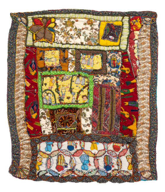 Upside Downwards, 1992&amp;nbsp;
Fabric, beads, buttons, ribbon, thread
59 x 52.5 in. (149.9 x 133.3 cm)
TScot-1015-C
&amp;copy; The Estate of Elizabeth Talford Scott at Goya Contemporary Gallery