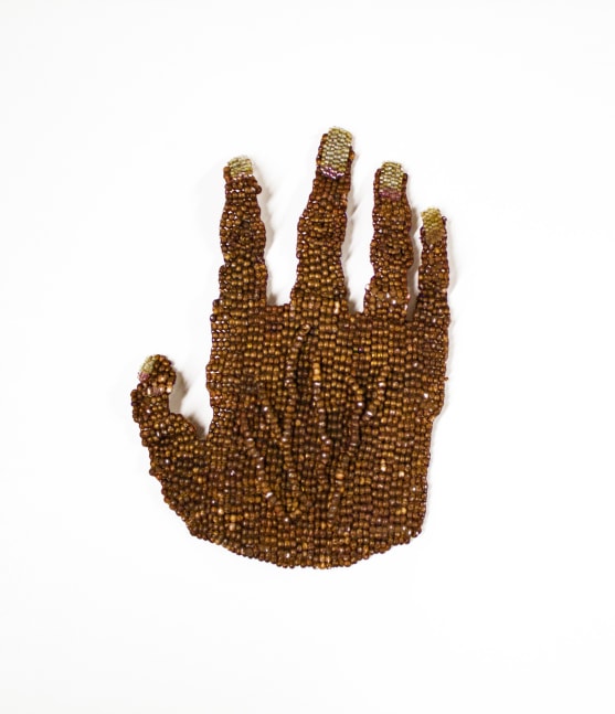 Joyce J. Scott

Mother&amp;#39;s Hand,&amp;nbsp;1997

Beads, thread, wire

6 1/4 x 4 1/2 in. (15.9 x 11.4 cm)

Private Collection