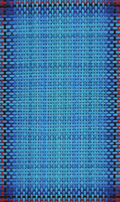 Claire Campbell Park​​​​​​​
Meditation: Still Blue, 2021&amp;nbsp;
Woven painted paper
Paper: 5 3/8 x 3 1/4 in. (13.7 x 8.3 cm)
Frame: 14 1/8 x 10 7/8 in. (35.9 x 27.6 cm)
Park-1018-C