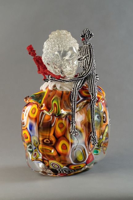 Harlequin Twins, 2016
Hand-blown Murano glass, fused glass, glass beads, thread
18 x 12 1/2 x 7 1/4 in. (45.7 x 31.8 cm)
Scot-1098-C