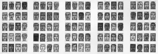 From the Ensemble Series, Portraits,&amp;nbsp;2019-2023
Unique set of 100 vine charcoal works on paper
Each approx.: 11.5 x 7.25 in. (29.2 x 18.4 cm)
Weis-1032-C