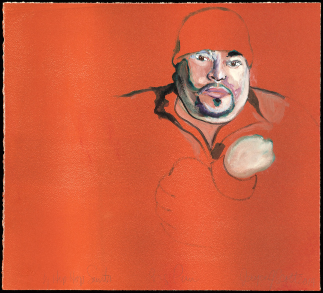 Hip Hop Saints and Fallen Angels: Big Pun, 2014 
Monotype
Print: 14 x 10 in. (35.6 x 25.4 cm)
Frame: 19 1/4 x 15 1/4 in. (48.9 x 38.7 cm)
Published by Goya Contemporary / Goya-Girl Press
Scot-1051-C