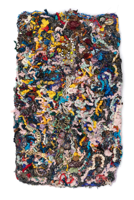 Title Unknown, circa 1990s
Fabric, buttons, beads, ribbon, mixed media, thread
33.25 x 21.5 x 2.5 in. (84.5 x 54.6 x 6.3 cm)
TScot-1092-C
© The Estate of Elizabeth Talford Scott at Goya Contemporary / TALP