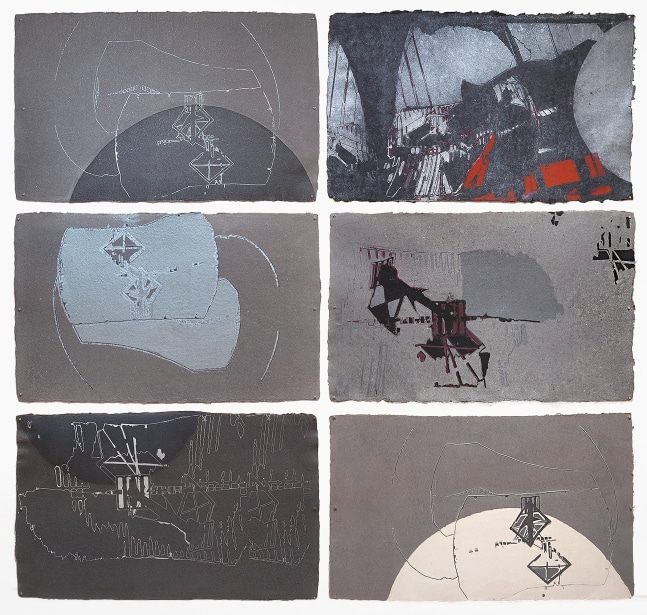 Soledad Salamé
Shadows I - VI, 2015-2016
Screenprint on custom-made paper
Each: 24.5 x 40 inches (62.2 x 101.6 cm)
Sala-1152-1159-OS