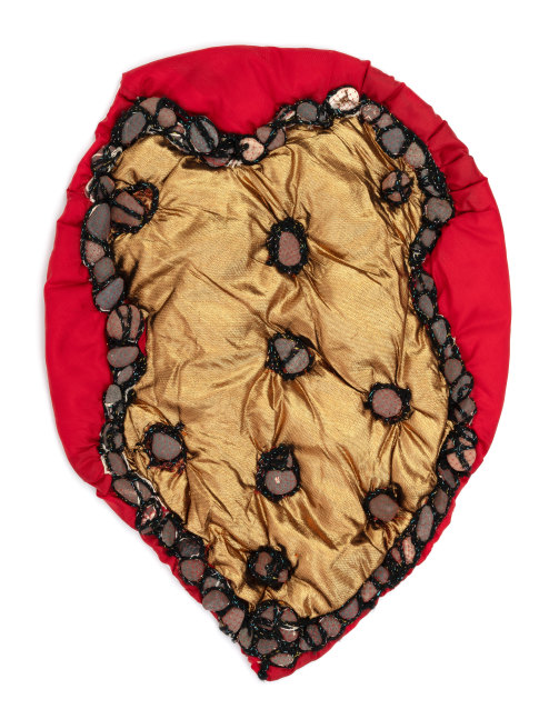 Prayer (Healing Shawl), 1995
Fabric, stones, yarn, plastic netting, thread
22 x 16 x 1.5 in. (55.9 x 40.6 x 3.8 cm)
TScot-1090-C
© The Estate of Elizabeth Talford Scott at Goya Contemporary / TALP