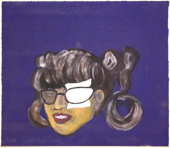 Hip Hop Saints and Fallen Angels: Left Eye Lopez (Cut), 2014 
Monoprint with unique hand painting and reductive cutting
15 x 17 in. (38.1 x 43.18 cm)
Published by Goya Contemporary / Goya-Girl Press
Scot-1218-C