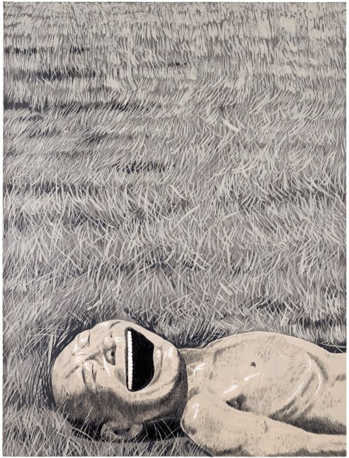 From the Grassland Series: Lying Head Laughing,&amp;nbsp;2008

Screenprint on paper

43 x 31&amp;nbsp;in. (109.2&amp;nbsp;x 78.7&amp;nbsp;cm)

Edition of 80