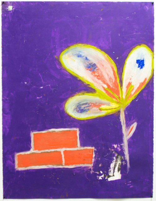 brick &amp;amp; da flower (It&amp;rsquo;s magic, it&amp;rsquo;s royal, and it&amp;rsquo;s beaten), 2021
Oil stick, paper, ink, pastel
Paper: 50 x 38 inches (127 x 96.5 cm)
Frame: 52 1/2 x 40 3/4 inches (133.35 x 103.51 cm)
Private Collection