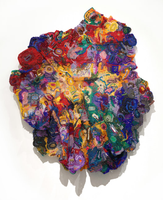 I Call Her Name, 2024
Plastic and glass beads, yarn, knotted fabric, metal armature
104 x 89 x 3 in. (264.2 x 226.1 x 7.6 cm)
Scot-1291-C
Photo: Mitro Hood for the Baltimore Museum of Art
