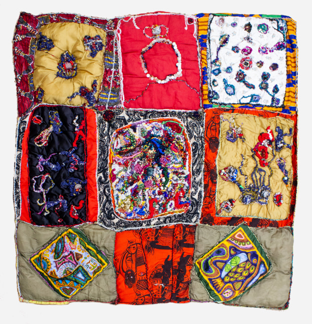 Bits and Pieces, 1995 
Fabric, thread, mixed media
53 1/2 x 53 in. (135.9 x 134.6 cm) 
TScot-1013-C