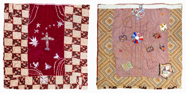 Both Sides Now (Turncoat), 1986-89
Fabric, thread, cotton, silver lame, beads, natural and man-made fiber, rocks, buttons, beads, mixed media
86 x 86 in. (218.4 x 218.4 cm)
TScot-1012-C