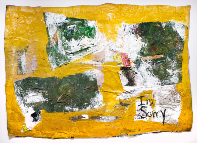 more work to do (thought about the sounds of stillness, knew the work wasn’t done), 2022
Acrylic, oil stick, pastel, posters, tape, house paint, fabric on paper
75 x 101 in. (190.5 x 256.5 cm)
Maso-1050-C