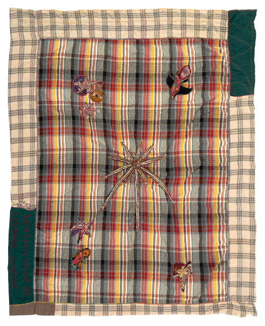 Elizabeth Talford Scott
Covered Wagon, 1983
Quilted and beaded fabric
92 x 75 in. (233.7 x 190.5 cm)
TScot-1006-OS
© The Estate of Elizabeth Talford Scott at Goya Contemporary Gallery