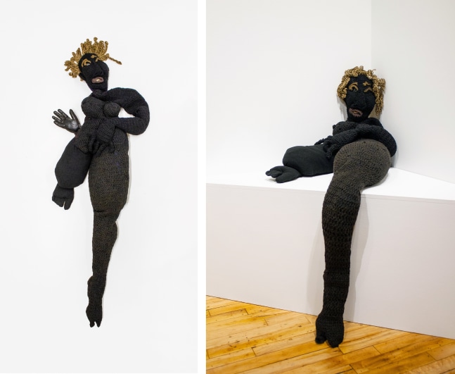 Swimmer, circa 1976
Yarn, fabric, leather, buttons
64 x 20 x 6 in. (162.6 x 50.8 x 15.2 cm)
Private Collection
