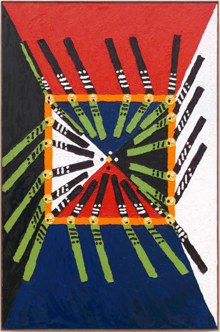 Mayan Temple Per IV, Teotihuacan, 1962 
Oil on canvas
76 x 50 inches
Jens-1031-O