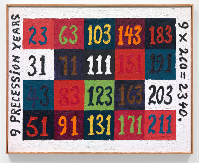 9 Precession Years of 260 Days, 1976 
Oil on canvas
23 x 30 inches
Jens-1033-O
