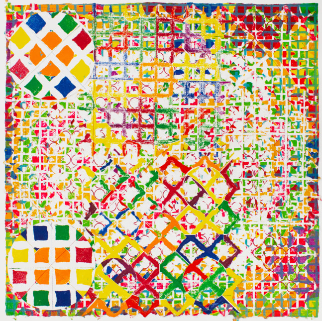 Edna’s Balls (from the Dragonfly Chip Series), 1989
Relief stitching on handmade paper
24 x 24 inches (61 x 61 cm)
Edition 10 of 10
Shie-1022-C