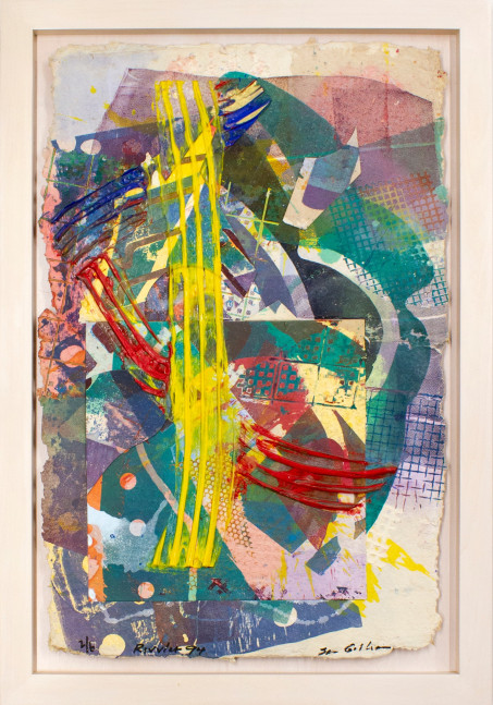 Sam Gilliam&amp;nbsp;

Rivulet,&amp;nbsp;1994

Mixed-media and print on handmade paper. Unique variation

Paper: 38 3/8 x 25 in. (97.5 x 63.5 cm)

Frame: 44 x 30 (111.8 x 63.5 cm)

Edition 2 of 6

Gill-1001-O