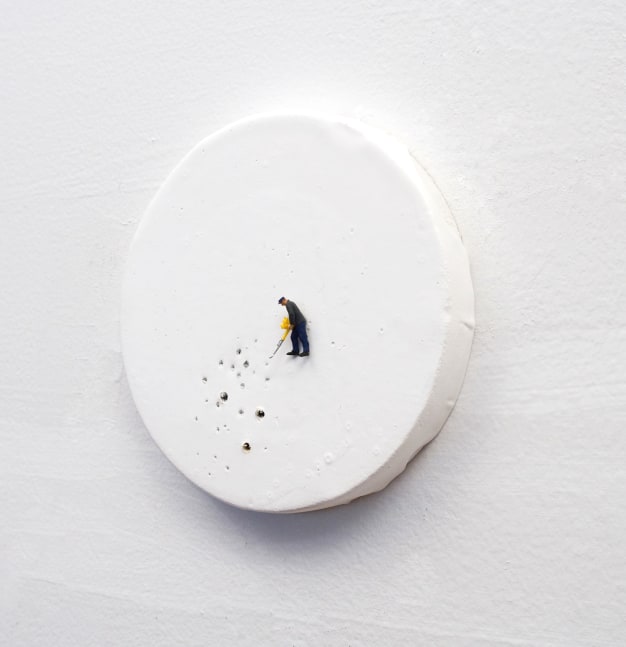 Liliana&amp;nbsp;Porter
The Task, 2011
Acrylic paint and figurine on round canvas
5 x 5 inches (12.7 x 12.7 cm)
POR-0523-C-OS