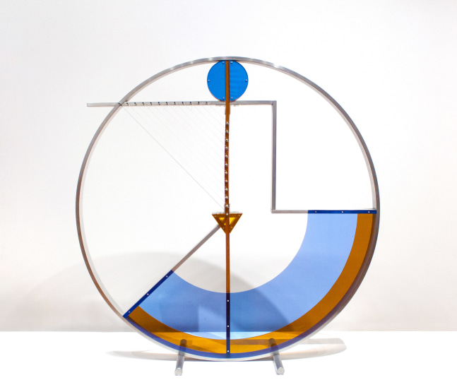 Rondo, 1990
Aluminum, Plexiglas, wood, steel, nylon strings
40 x 40 x 12 in. (101.6 x 101.6 x 30.5 cm)
ROT-1021-C