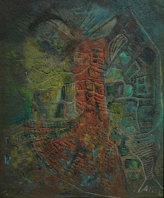 Alice Rahon

La femme qui neige (The Woman Who Snows), 1945

Oil and sand on canvas board

9 7/8 x 7 7/8 in (25.1 x 20 cm)