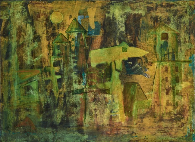 Alice Rahon

Petit chat oubli&amp;eacute; (Forgotten Little Cat), 1948

Tempera on board

19 x 26 in (48.2 x 66 cm)