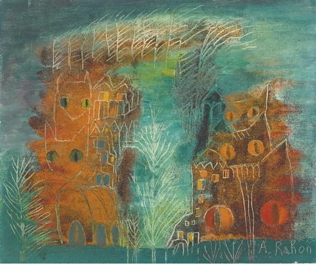 Alice Rahon

Gatos en el valle (Cats in the Valley), 1957

Oil and sand on canvas board

9 13/16 x 11 13/16 in (24.9 x 30 cm)
