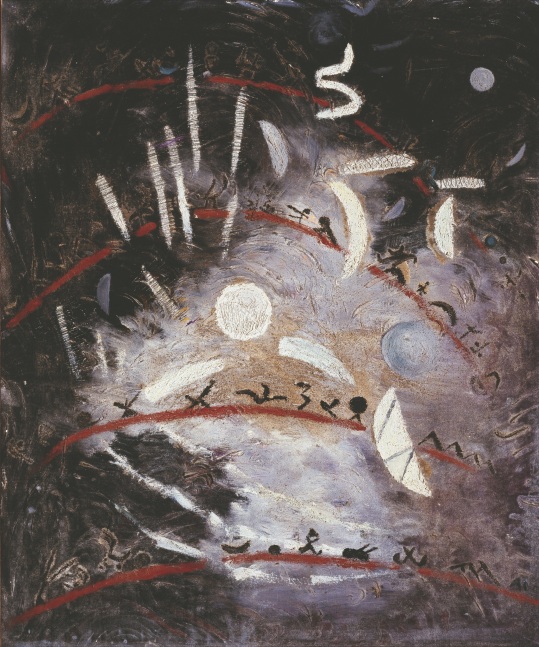 Alice Rahon

Dans la nuit du commencement (In the Night of Commencement), 1944

Oil on canvas

26 x 22 in (66 x 56 cm)