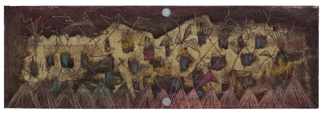 Alice Rahon

L&amp;rsquo;étang&amp;nbsp;(The Pond), 1946

Oil and sand on canvas

11 x 33 7/10 in (28 x 85.5 cm)

Courtesy of Kunst Museum Winterthur, Kunst Museum Winterthur, Dr Emil and Clara Friedrich-Jezler bequest, 1973

&amp;copy; SIK-ISEA, Z&amp;uuml;rich (Lutz Hartmann)