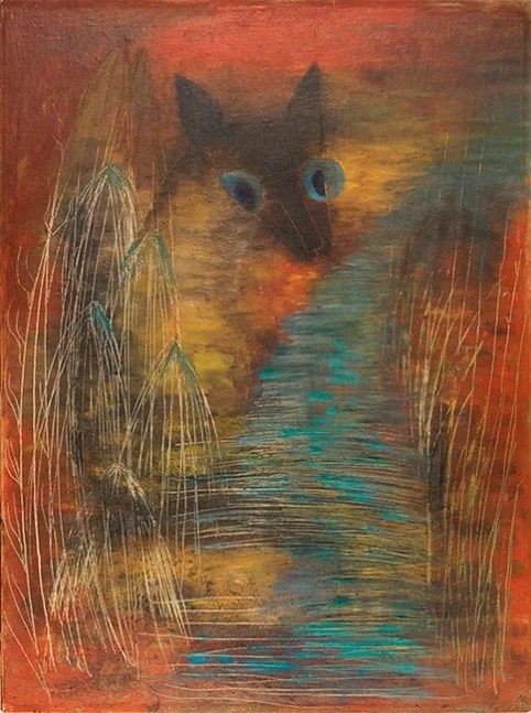 Alice Rahon

Antelope Cat, 1960

Oil on artist&amp;rsquo;s board

23 5/8 x 17 13/16 in (59.9 x 45.2 cm)