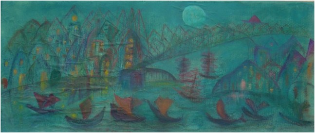 Alice Rahon

Ciudad a la luz de la luna (Moonlight City), 1948&amp;nbsp;

Oil on cardboard

12 1/2 x 28 1/2 in (31.1 x 72.4 cm)