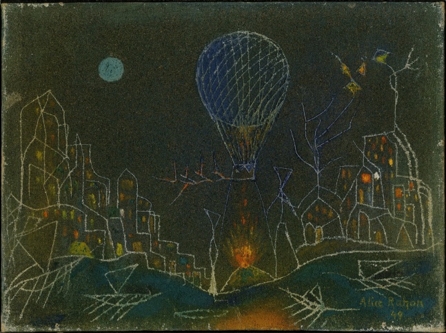 Alice Rahon

La montgolfi&amp;egrave;re (The Hot Air Balloon), 1949

Oil and sand on canvas

9 5/16 x 12 3/8 in (23.6 x 31.5 cm)