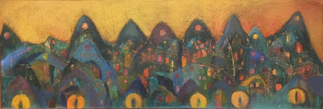 Alice Rahon

Le Cauchemar (Florence in Catland), 1957

Oil and sand over cardboard

18 1/2 x 46 in (47 x 117 cm)