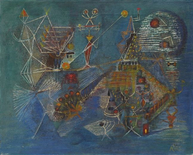 Alice Rahon

Le cirque (The Circus), 1945

Oil and sand on canvas&amp;nbsp;

16 x 20 in (40 5/8 x 50 13/16 cm)