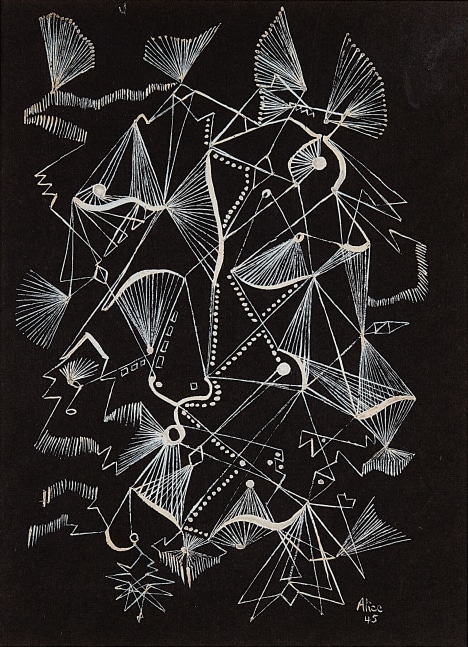 Alice Rahon

Untitled, from the series Crystals in Space, 1945

Gouache on paper

6 1/2 x 5 in (16.5 x 12.7 cm)