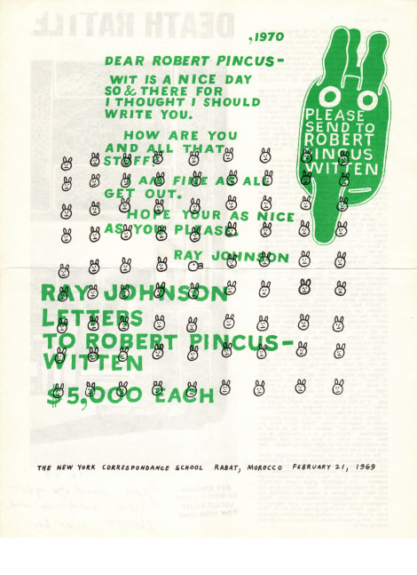 Ray Johnson, Untitled (Dear Robert Pincus), 1970+, Mail art, dual layer photocopy