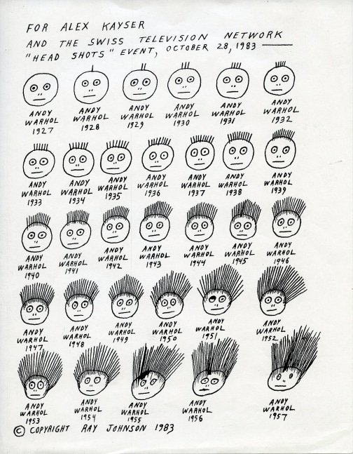 Ray Johnson,&amp;nbsp;Untitled (Andy Warhol &amp;quot;Head Shots&amp;quot;),&amp;nbsp;1983, Mail art photocopy