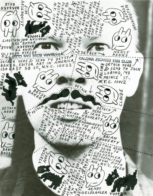 Ray Johnson, Untitled (Ara Ignatius Portrait with Detach), n.d., Mail art photocopy