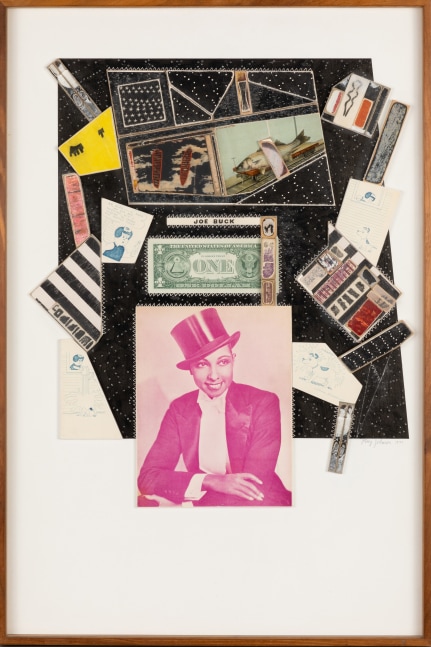 Ray Johnson,&amp;nbsp;Joe Buck Dollar Bill,&amp;nbsp;1970, Mixed media collage on board, 30 1/2 x 21 1/2 in., 10077, Private Collection
