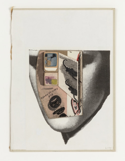 Ray Johnson, Untitled (Elvis Masked with Bob Rauschenberg), 6.7.94, Mixed media collage on bookboard, 10.375 x 7.625 in., 11144, Private Collection