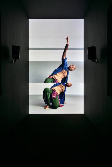 Installation view of video work by Adam Pendleton