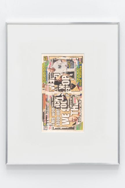 Blind Collage (Seven 180&amp;ordm; Rotations, New York Post: New York City, New York, Wednesday, September 3, 2014)

2021

Newspaper, tape, and 22 karat gold leaf

Sheet 56 x 30.5 cm / 22 x 12 inches

BESHT47874