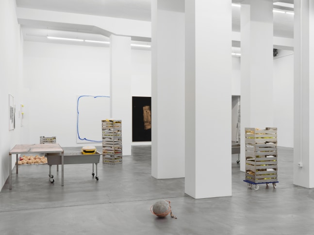 Installation view of paintings and sculptures group exhibition