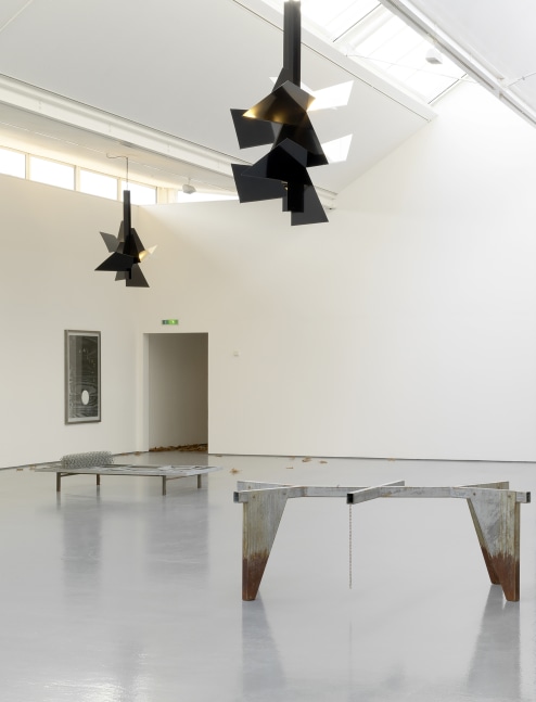 Installation view of sculptures by Martin Boyce
