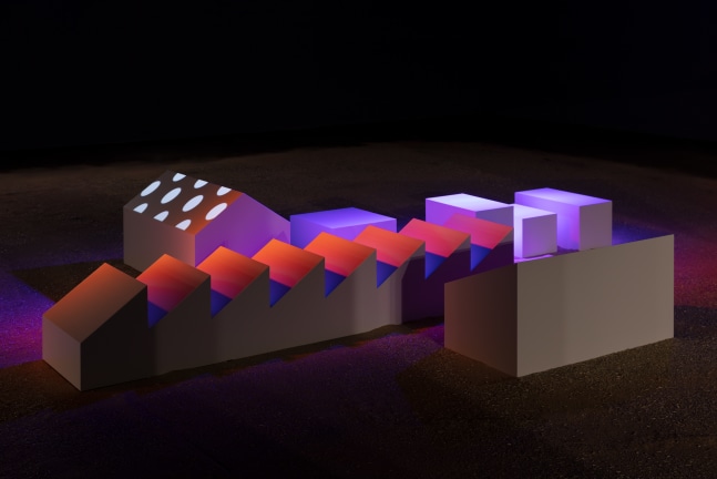 Installation view of sculpture by Liam Gillick