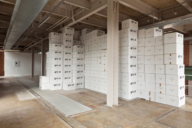 Installation view of sculptures by Matias Faldbakken