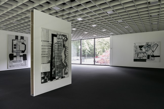 Installation view of paintings ans drawings by Tobias Pils